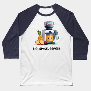 Fruit Juicer Sip, Smile, Repeat Funny Healthy Novelty Baseball T-Shirt